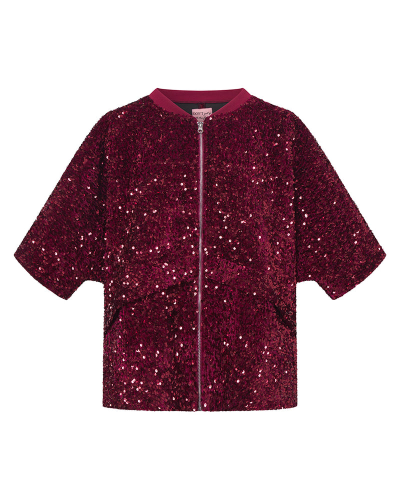 HUNKØN Kaia Sequin Jacket Jakker Deep red