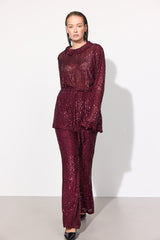 HUNKØN Karin Sequin Blouse Skjorter Deep red