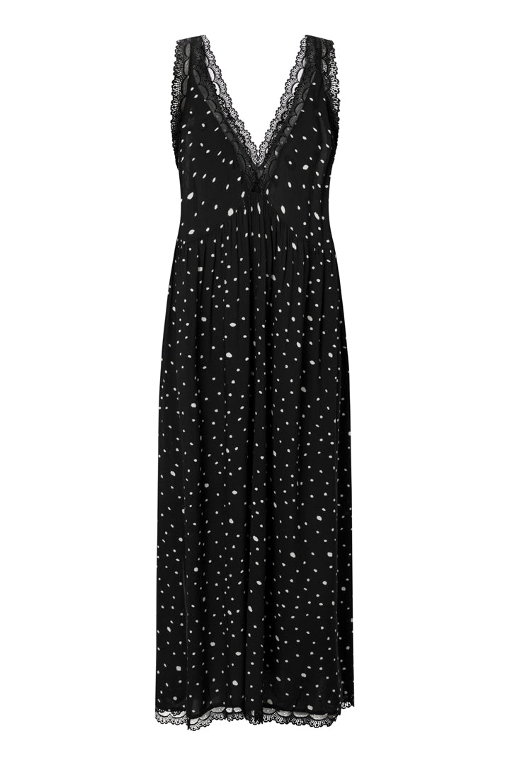 HUNKØN Kris Oversized Dress Kjoler Black w/White dots