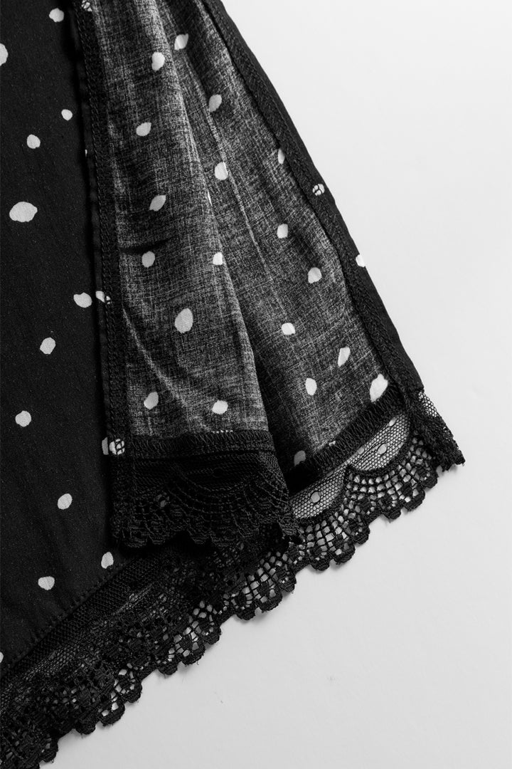 HUNKØN Kris Oversized Dress Kjoler Black w/White dots