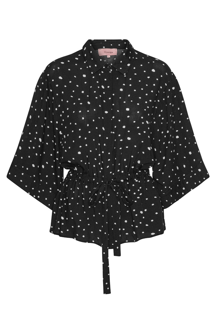 HUNKØN Kris Shirt Skjorter Black w/White dots