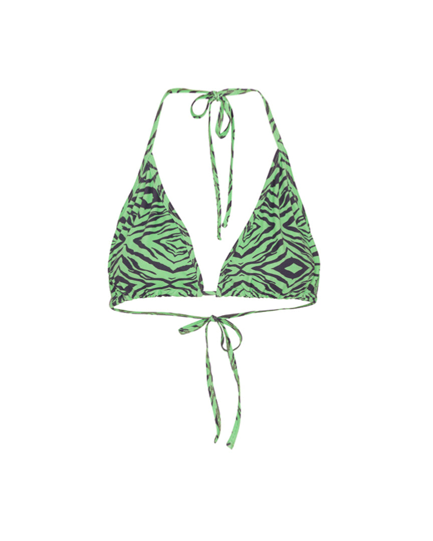 HUNKØN Lilly Bikini Top Swimwear Green Tiger Art Print