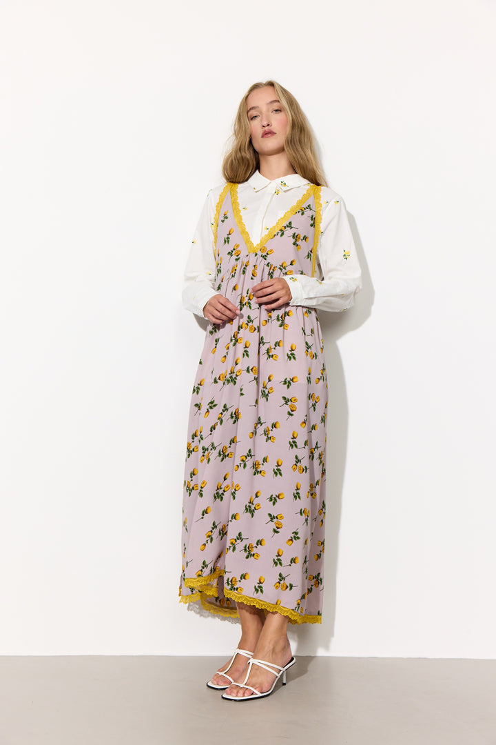 HUNKØN Lisa Oversized Dress Kjoler Yellow lace