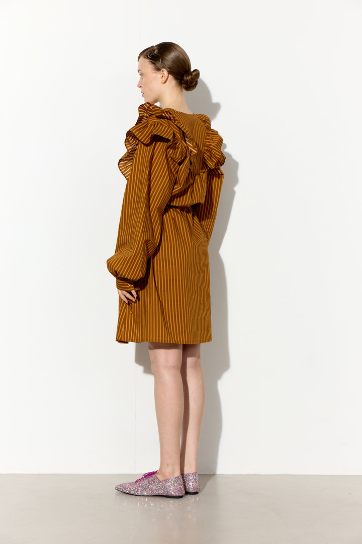 HUNKØN Lucinda Dress Kjoler Caramel Striped