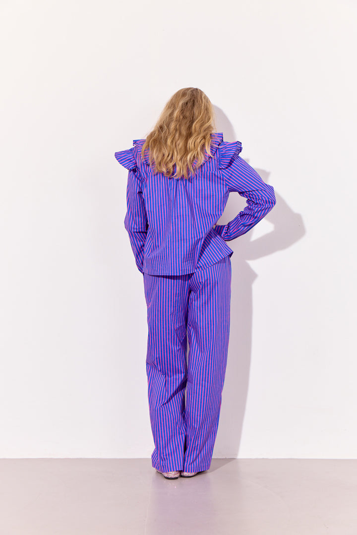 HUNKØN Lucinda Trousers Bukser Blue Striped