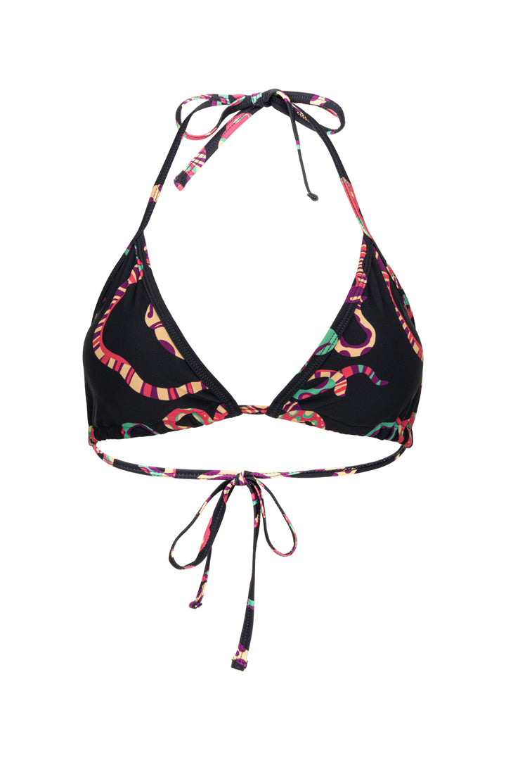 HUNKØN Maddox Bikini Top Swimwear Black snake Art Print