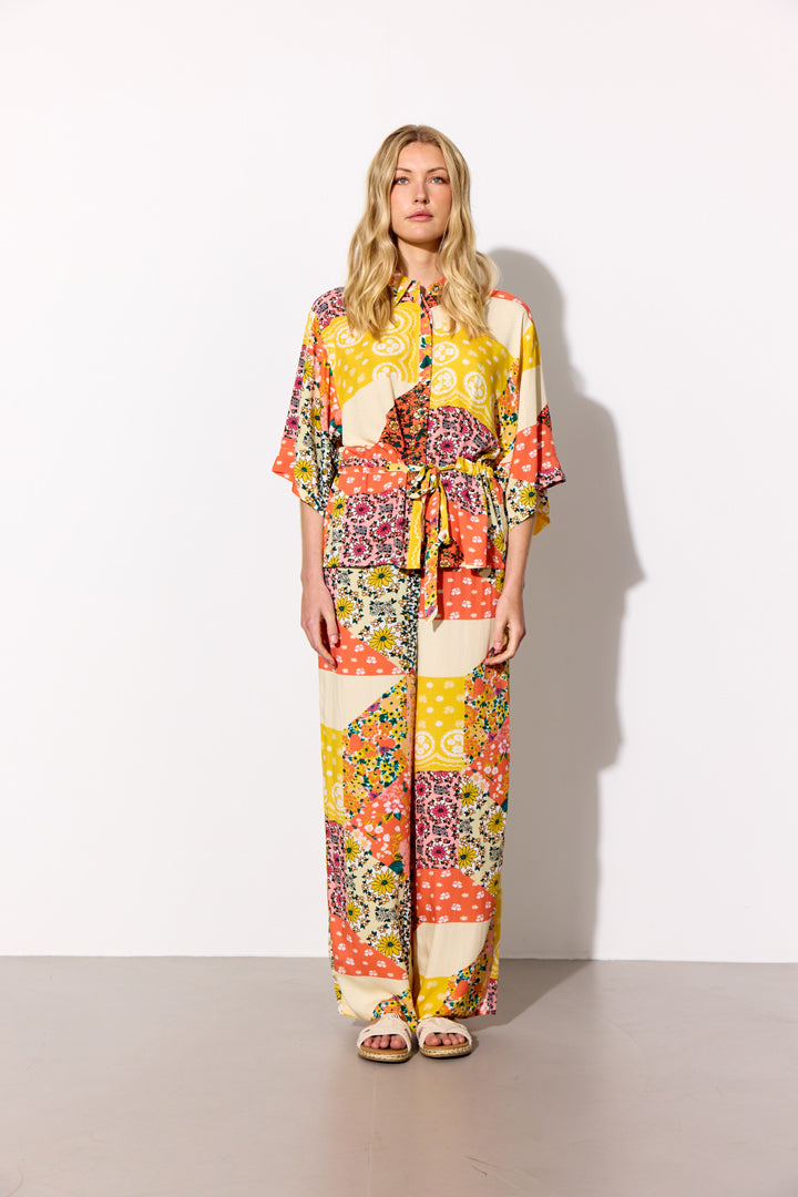 HUNKØN Madelaine Trousers Bukser Yellow Patchwork