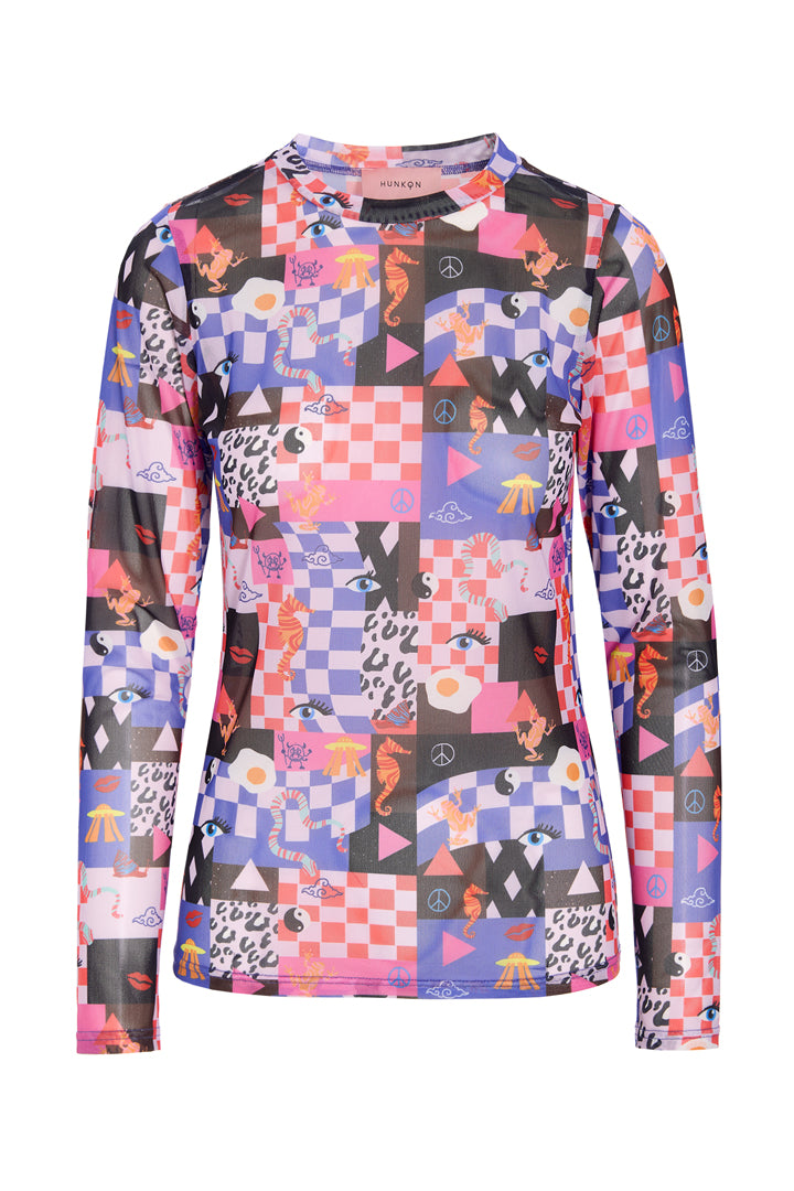 HUNKØN Madison Mesh Blouse Bluser Multiverse Art Print
