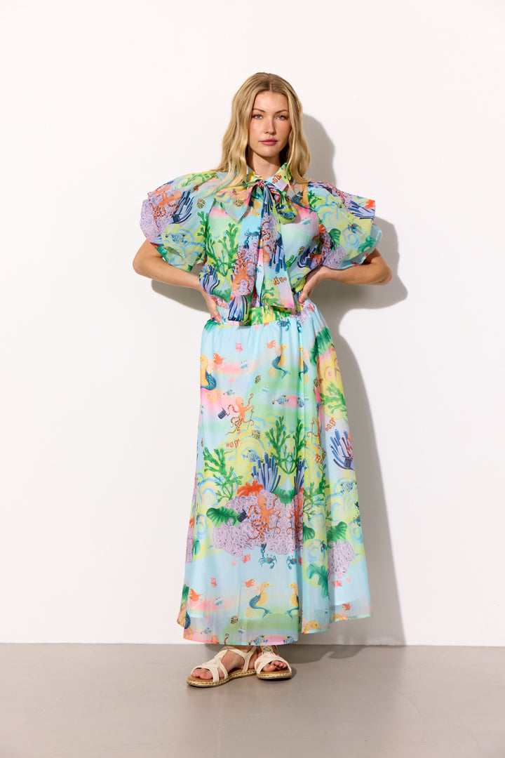 HUNKØN Marina Long Skirt Nederdele Ocean Life Art Print