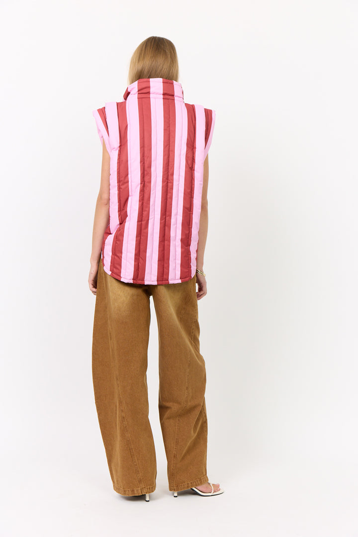 HUNKØN Merle Short Vest Vests Red Striped