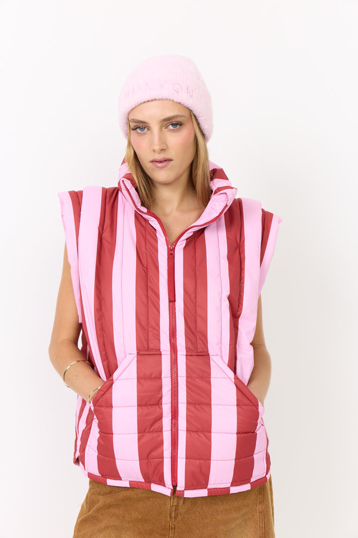HUNKØN Merle Short Vest Vests Red Striped