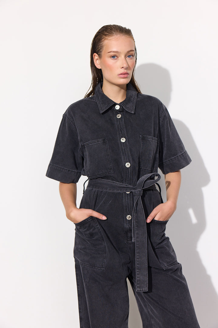 HUNKØN Mette Denim Jumpsuit Flyverdragter Black