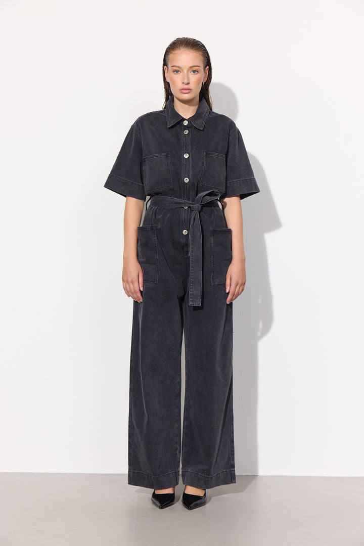 HUNKØN Mette Denim Jumpsuit Flyverdragter Black