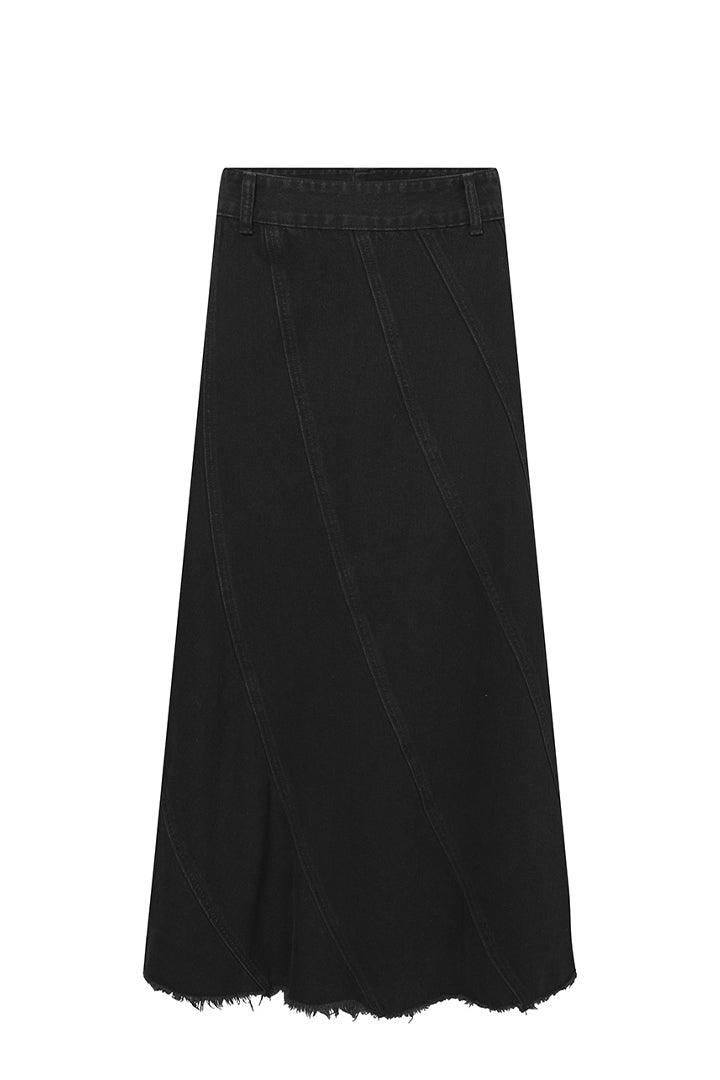 HUNKØN Mette Denim Skirt Nederdele Black