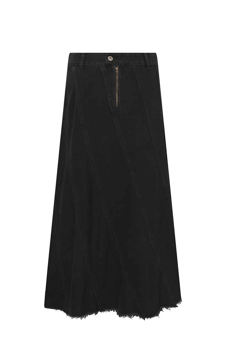 HUNKØN Mette Denim Skirt Nederdele Black