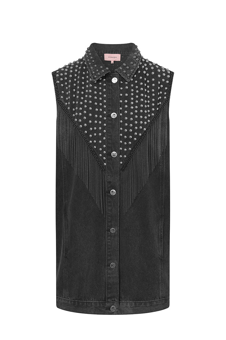 HUNKØN Mette Denim Vest Vests Black