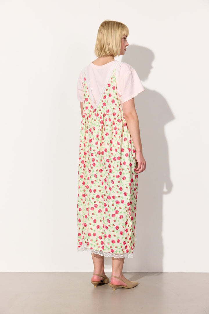 HUNKØN Nanna Oversized Dress Kjoler White floral
