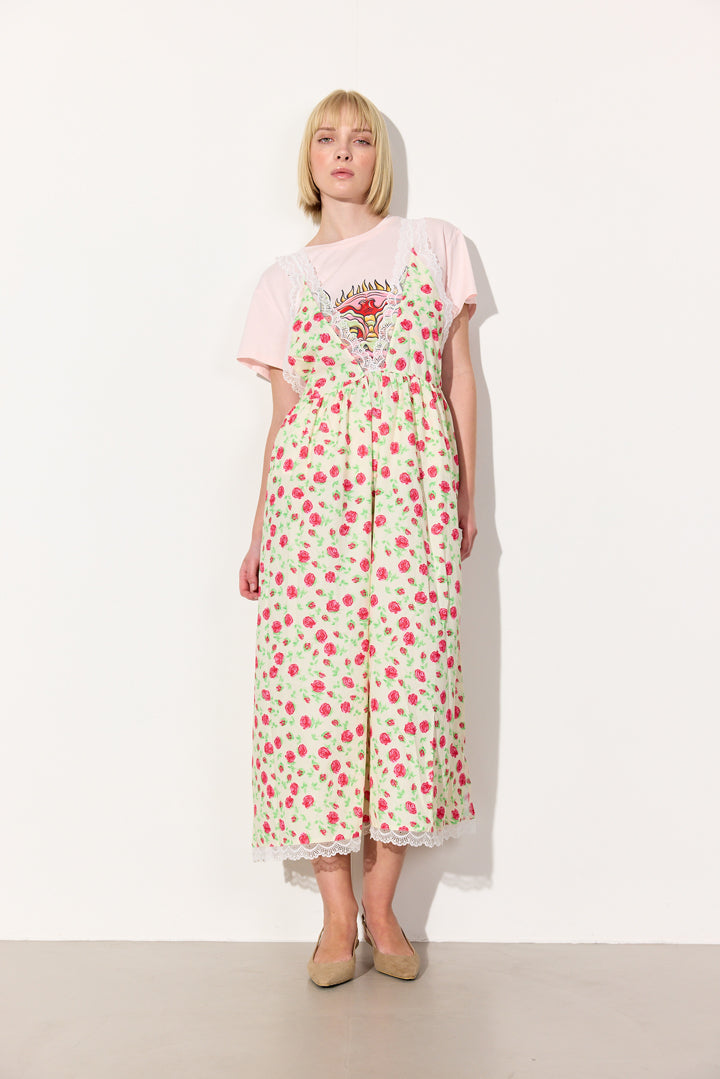 HUNKØN Nanna Oversized Dress Kjoler White floral