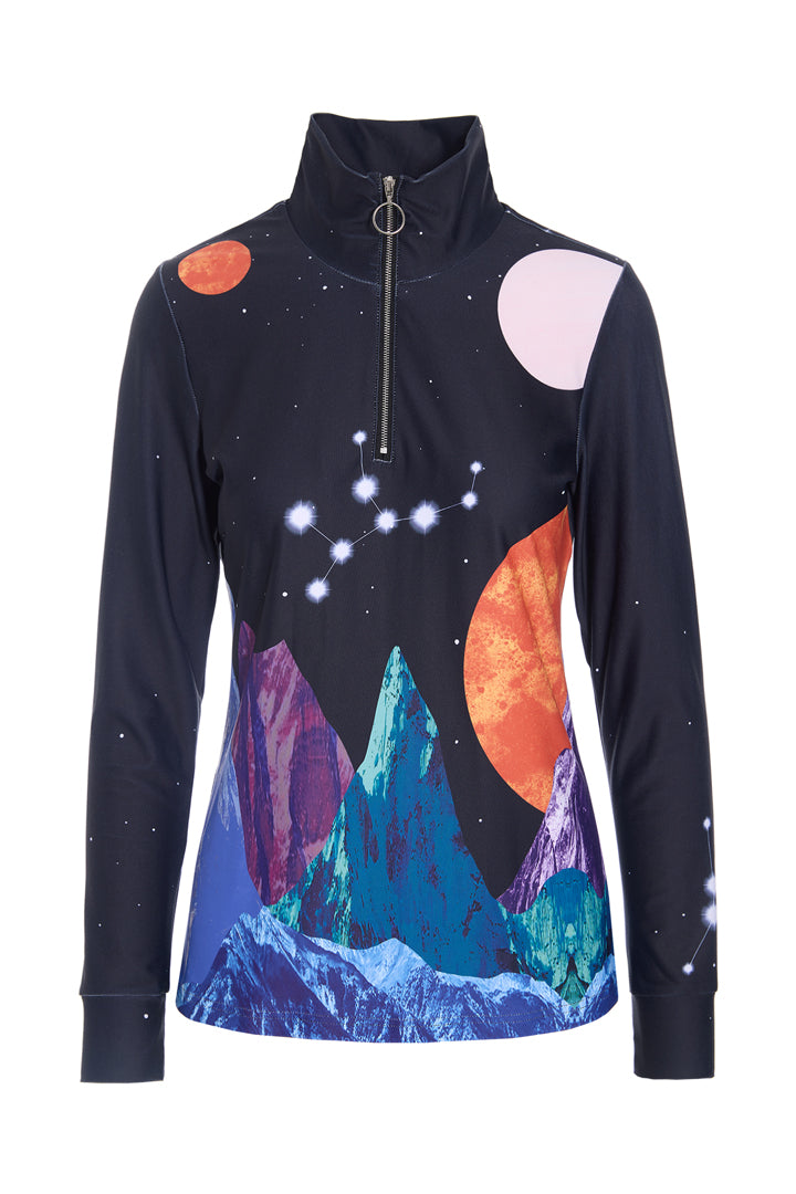 HUNKØN Nebula Zipper Blouse Bluser Outer Space Art Print