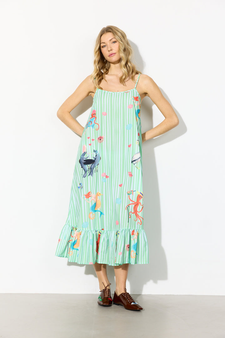 HUNKØN Nessie Dress Kjoler Green Ocean Art Print