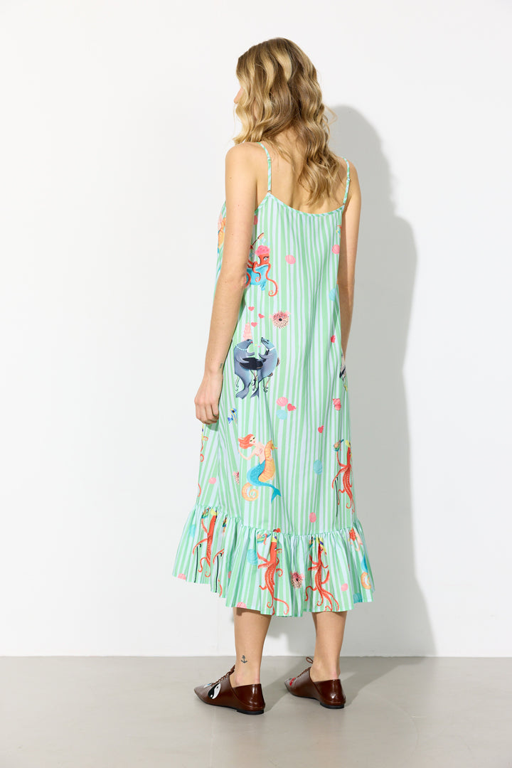 HUNKØN Nessie Dress Kjoler Green Ocean Art Print