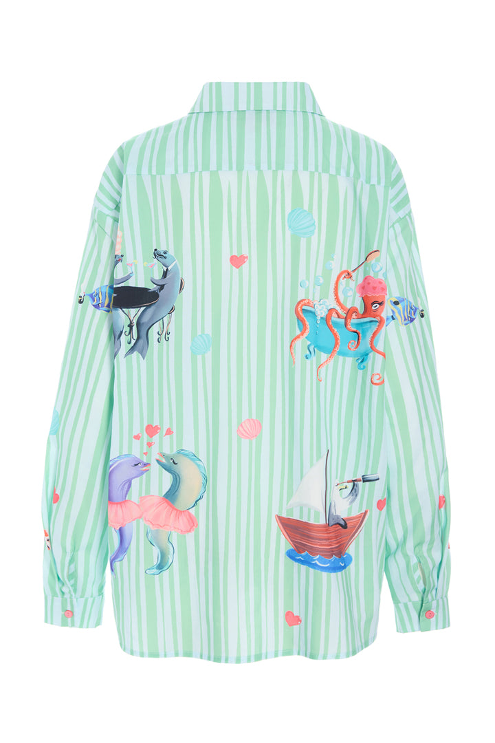 HUNKØN Nessie Shirt Skjorter Green Ocean Art Print
