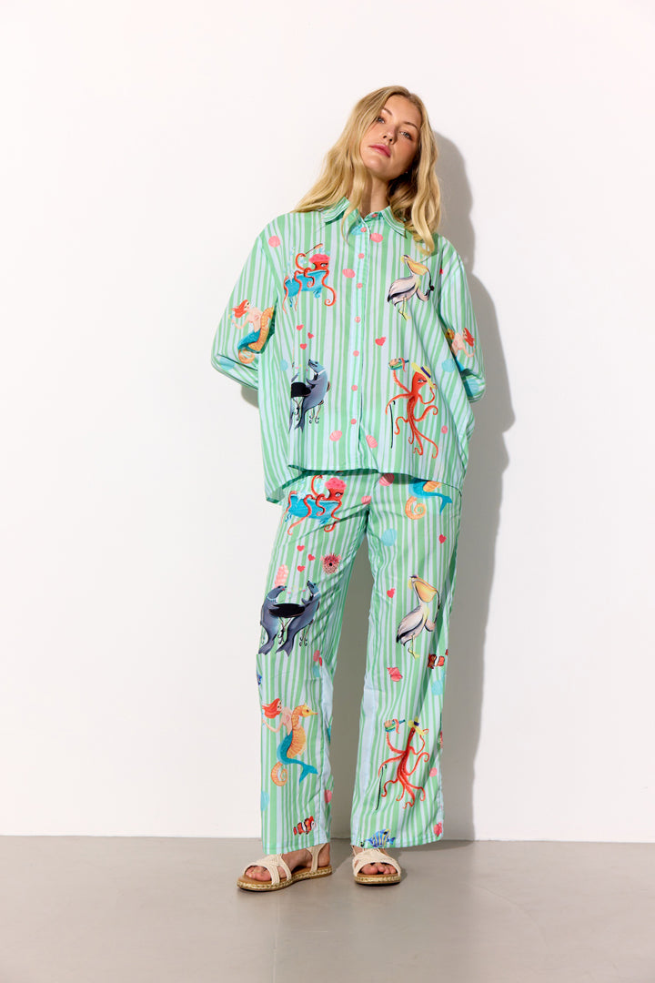 HUNKØN Nessie Shirt Skjorter Green Ocean Art Print