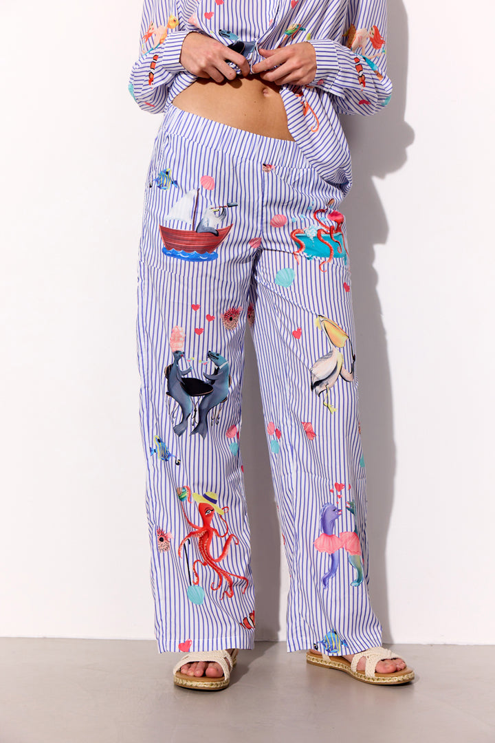 HUNKØN Nessie Trousers Bukser Blue Ocean Art Print