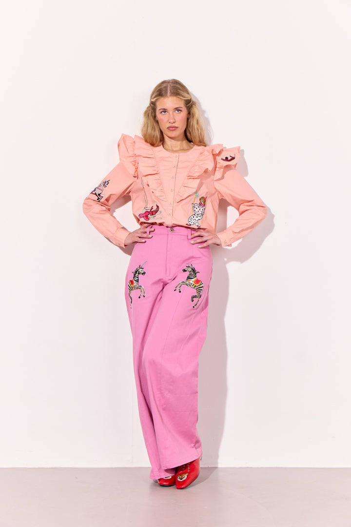 HUNKØN Nola Ruffle Shirt Skjorter Peach