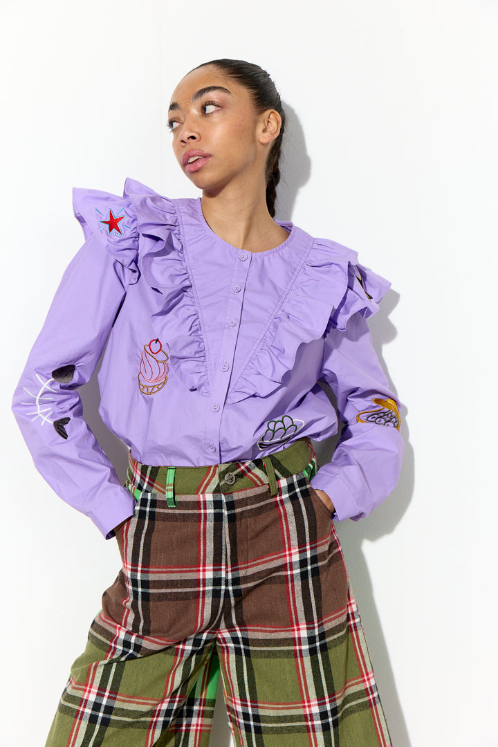 HUNKØN Nola Ruffle Shirt Skjorter Lavender