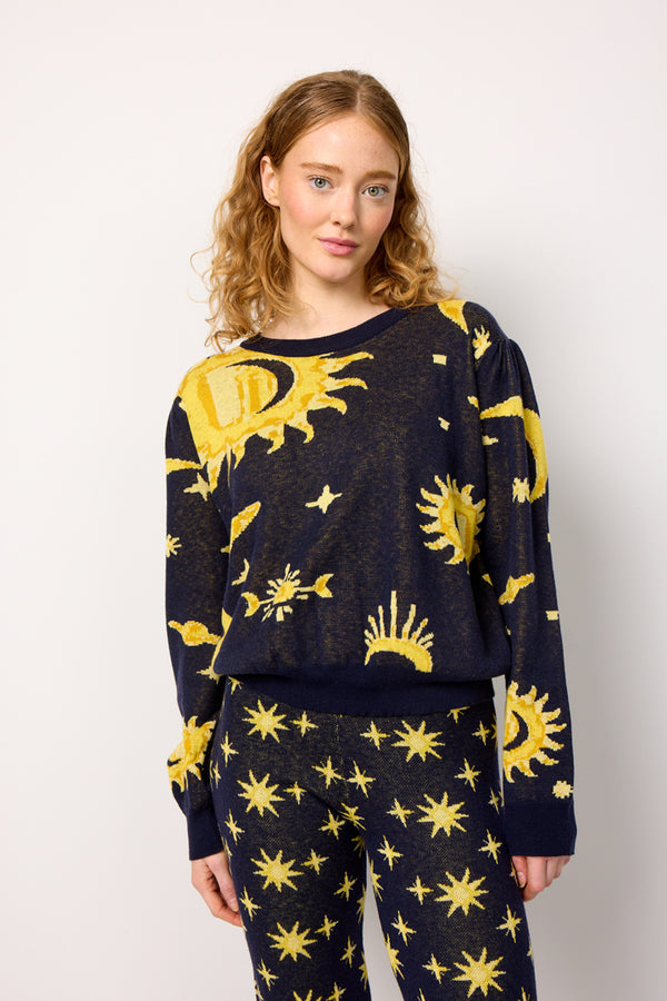 HUNKØN Orion Knit Blouse Bluser Midtnight Stars