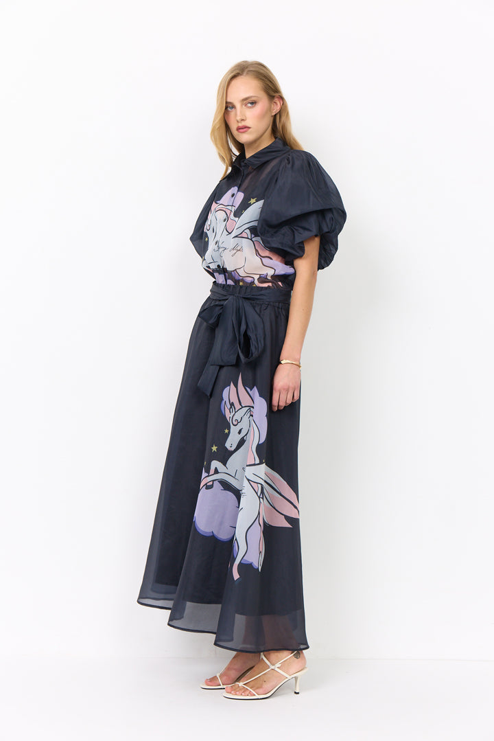 HUNKØN Pallas Long Skirt Nederdele Black Pony