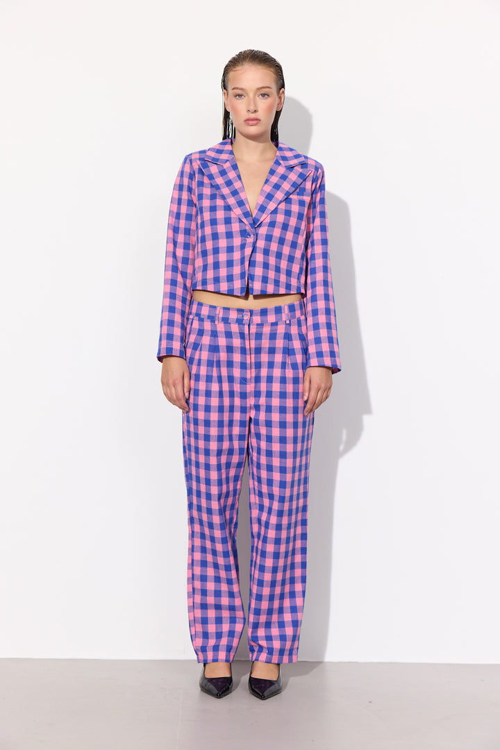 HUNKØN Pamela trousers Bukser Pink Checked