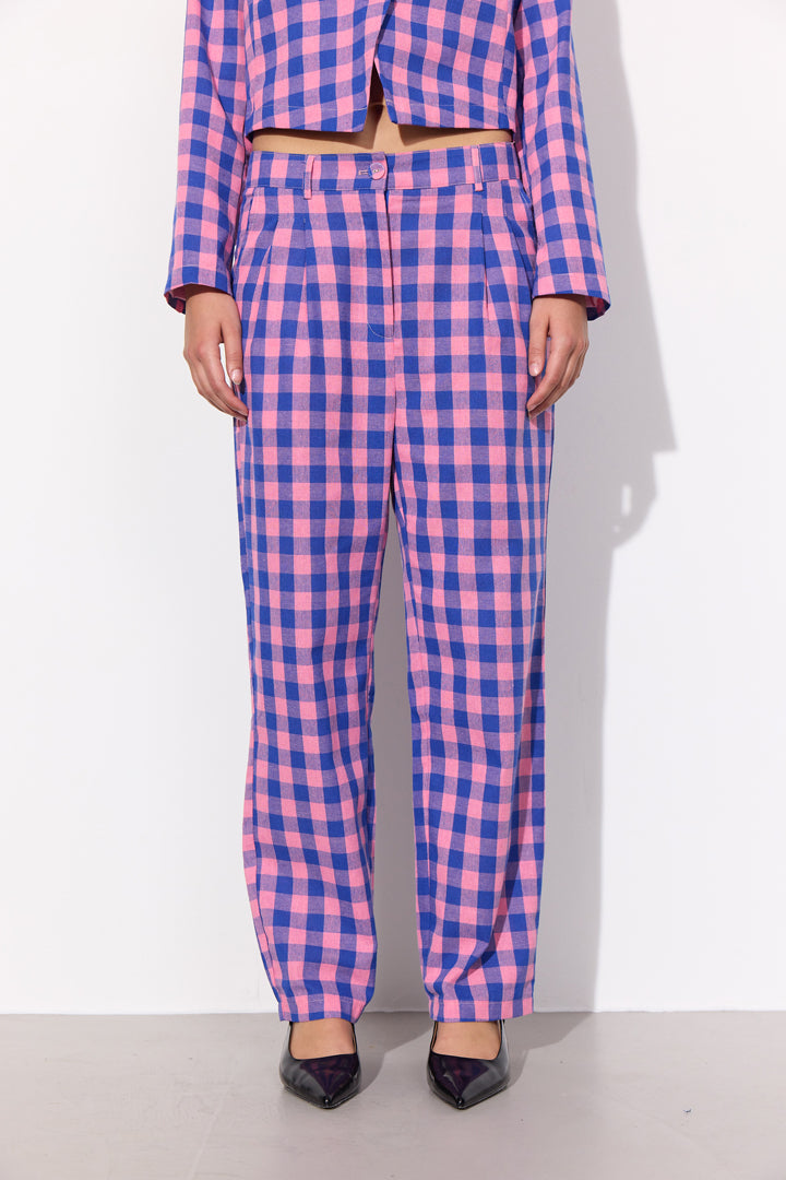 HUNKØN Pamela trousers Bukser Pink Checked