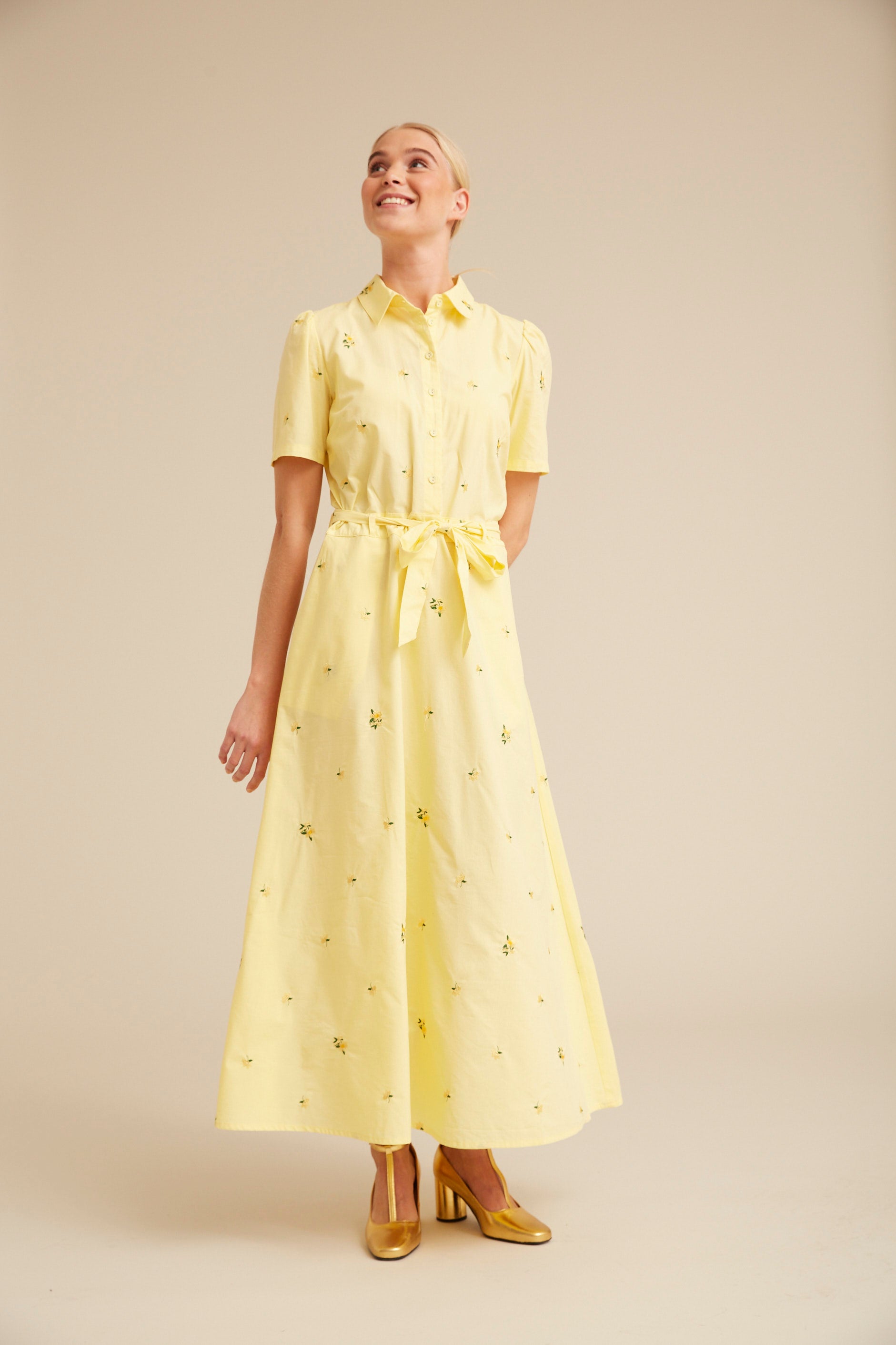 HUNKØN Presley Dress Kjoler Yellow Floral