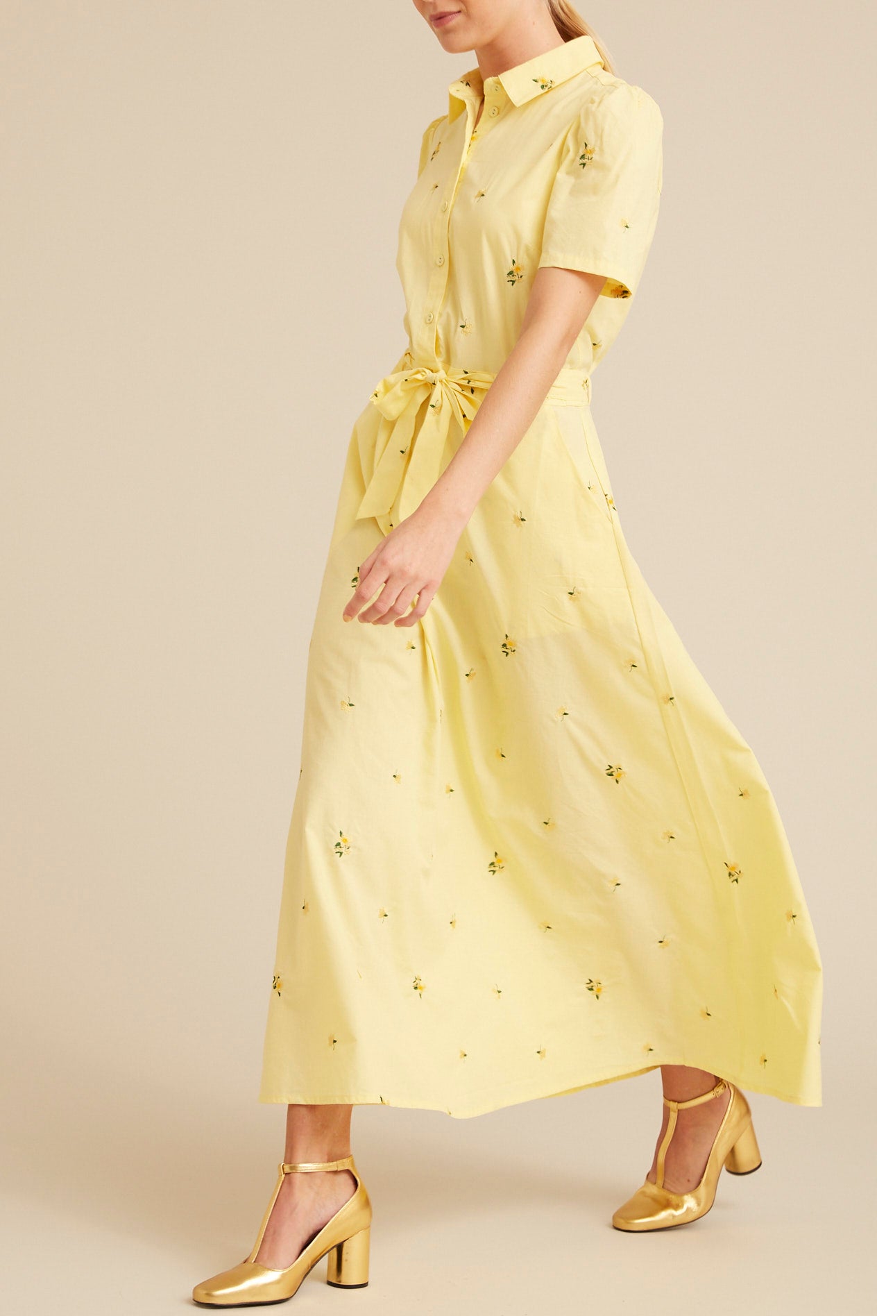 HUNKØN Presley Dress Kjoler Yellow Floral