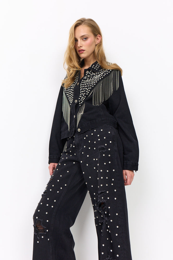 HUNKØN Priya Gem Jeans Bukser Black Denim
