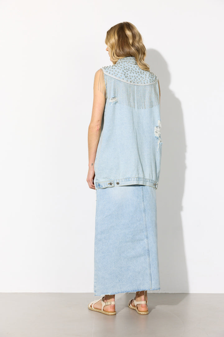 HUNKØN Priya Gem Skirt Nederdele Light Denim