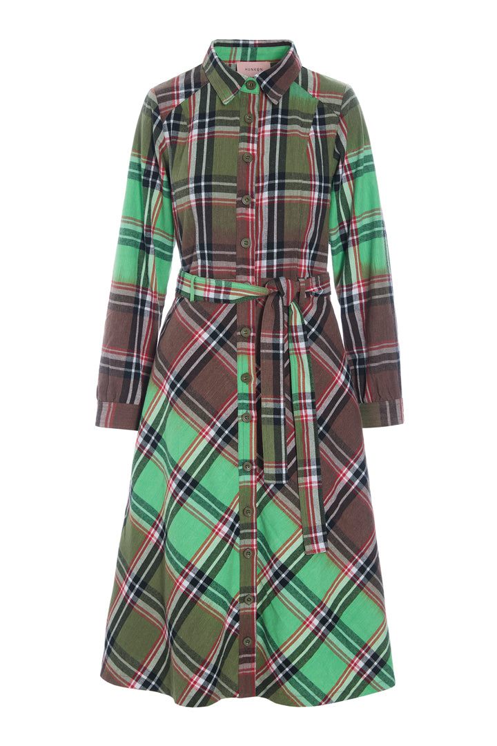 HUNKØN Ramone Dress Kjoler Green Tartan