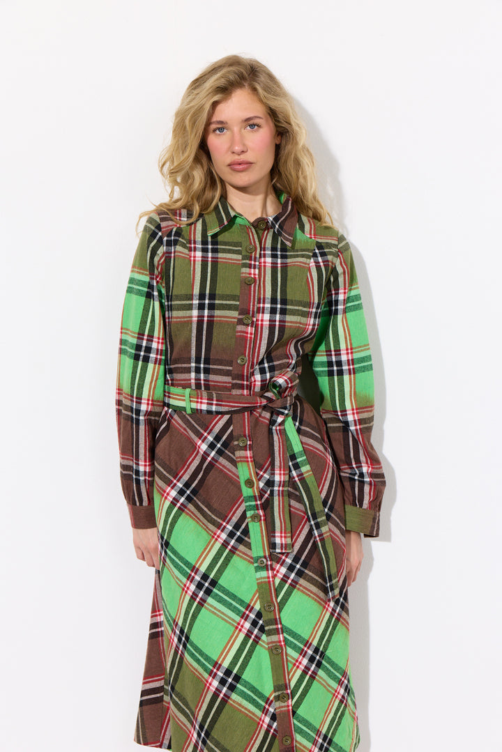 HUNKØN Ramone Dress Kjoler Green Tartan