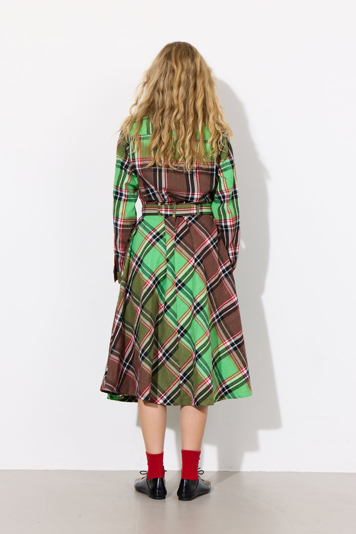 HUNKØN Ramone Dress Kjoler Green Tartan