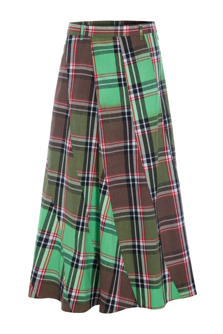 HUNKØN Ramone Long Skirt Nederdele Green Tartan