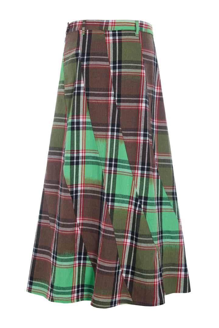 HUNKØN Ramone Long Skirt Nederdele Green Tartan
