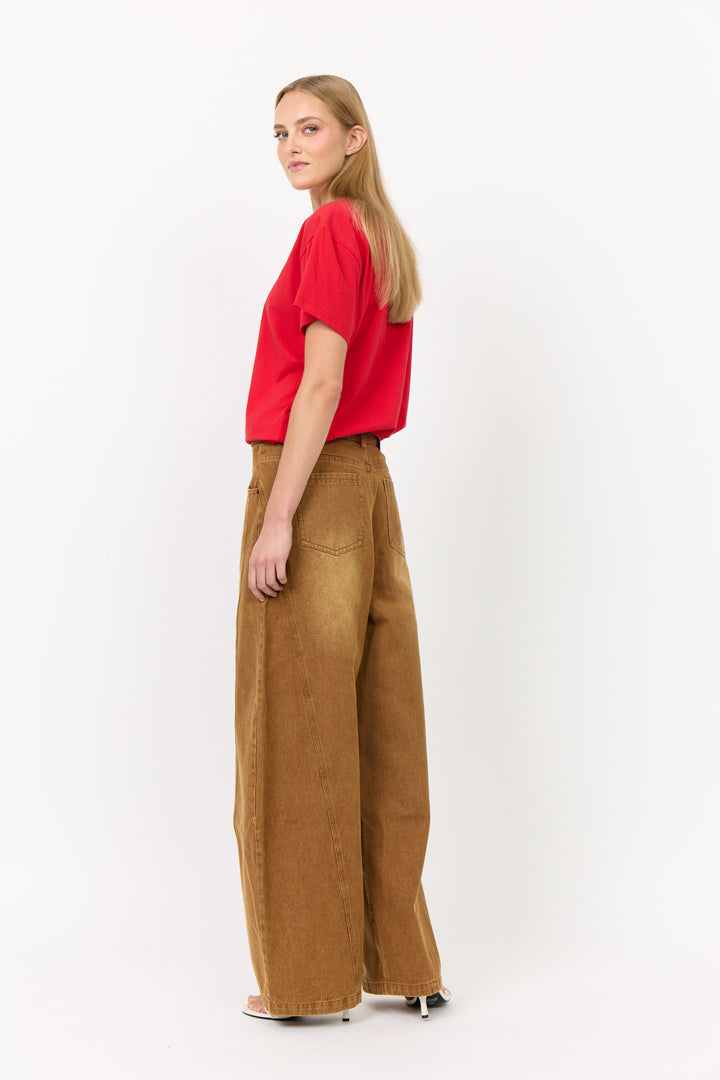 HUNKØN Renata Barrel Jeans Bukser Brown