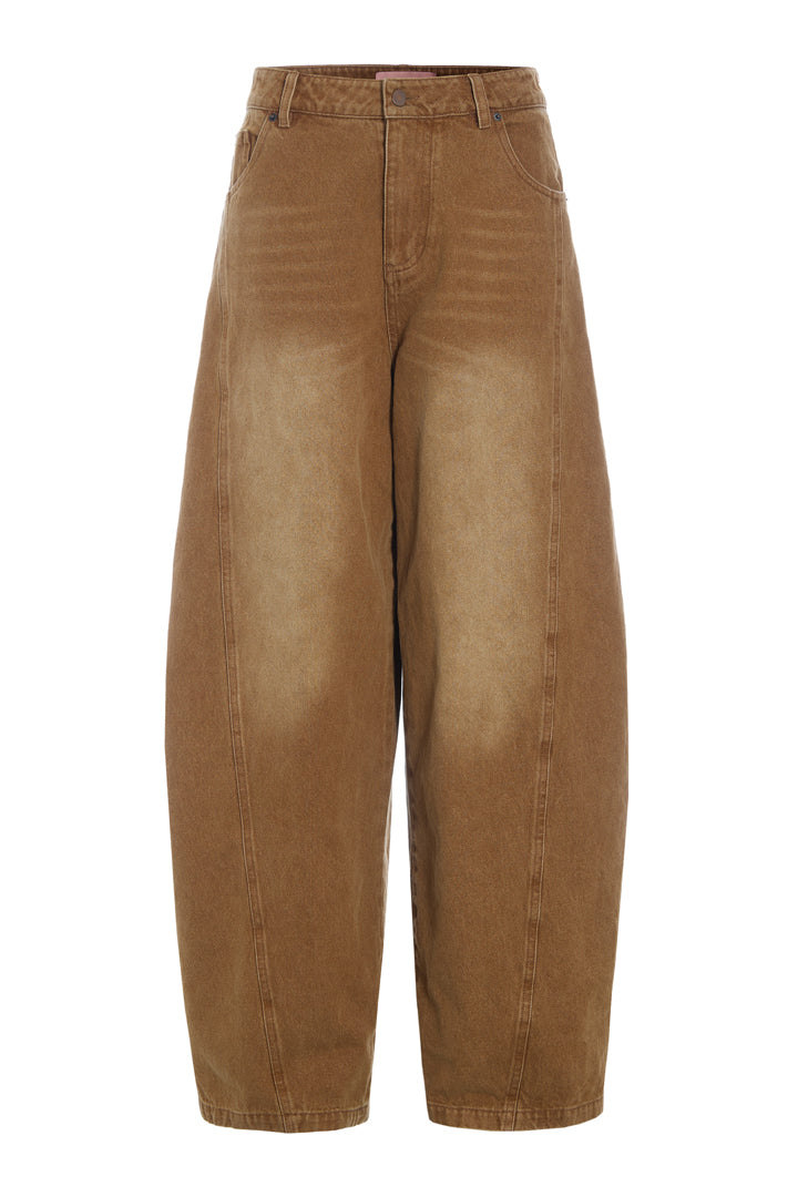 HUNKØN Renata Barrel Jeans Bukser Brown