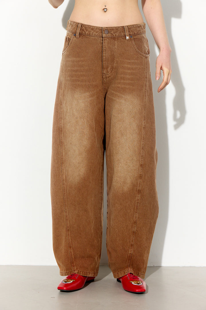 HUNKØN Renata Barrel Jeans Bukser Brown