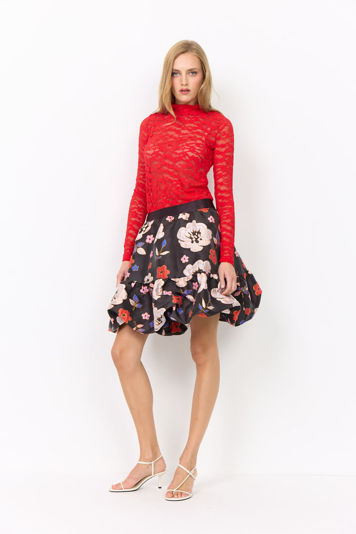 HUNKØN Rita Lace Blouse Bluser Red