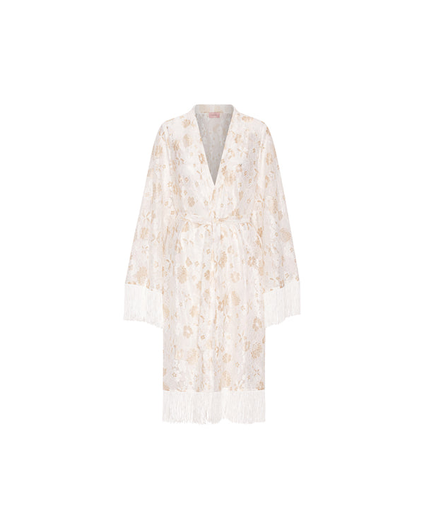 HUNKØN Rosa Lace Kimono Kimonoer White