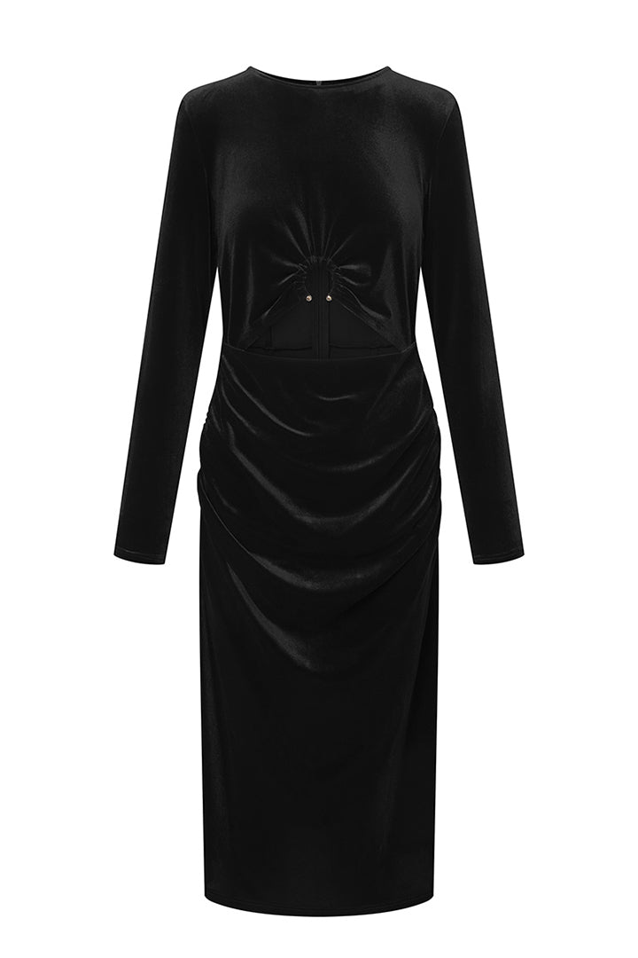 HUNKØN Saga velour dress Kjoler Black