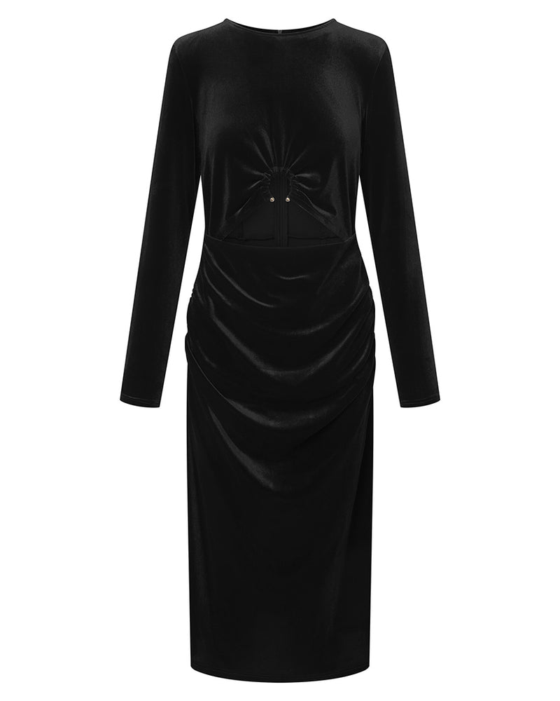 HUNKØN Saga velour dress Kjoler Black